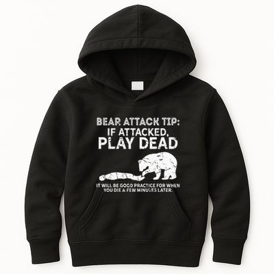 Bear Attack Tip If Attacked Play Dead Kids Hoodie