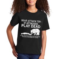Bear Attack Tip If Attacked Play Dead Kids T-Shirt