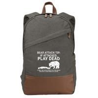 Bear Attack Tip If Attacked Play Dead Cotton Canvas Backpack
