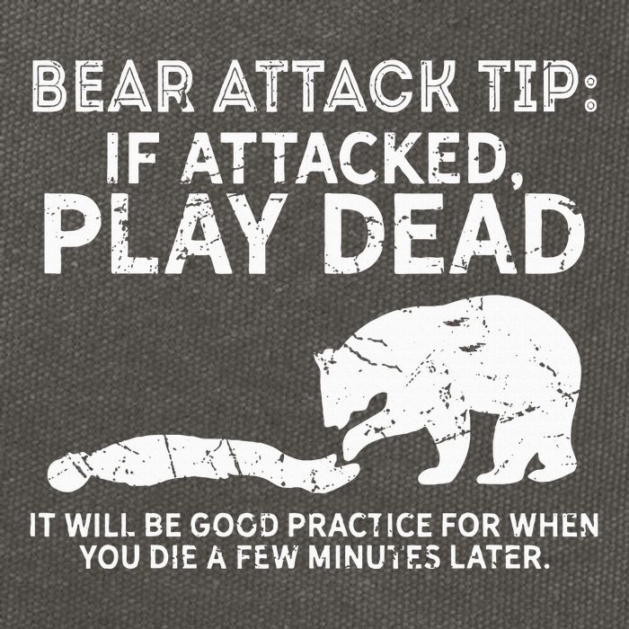 Bear Attack Tip If Attacked Play Dead Cotton Canvas Backpack