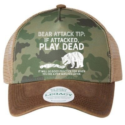 Bear Attack Tip If Attacked Play Dead Legacy Tie Dye Trucker Hat