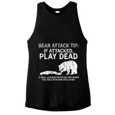 Bear Attack Tip If Attacked Play Dead Ladies PosiCharge Tri-Blend Wicking Tank