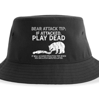 Bear Attack Tip If Attacked Play Dead Sustainable Bucket Hat