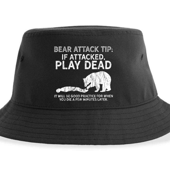 Bear Attack Tip If Attacked Play Dead Sustainable Bucket Hat