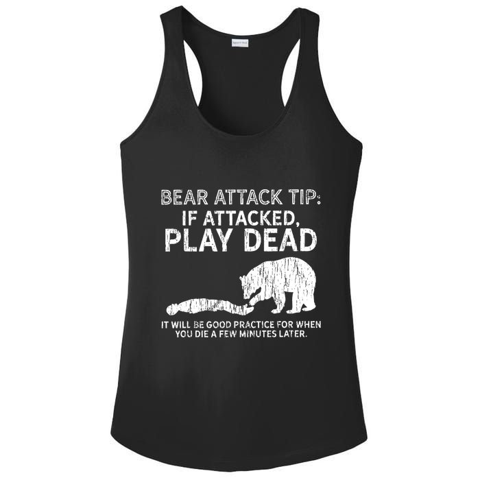 Bear Attack Tip If Attacked Play Dead Ladies PosiCharge Competitor Racerback Tank