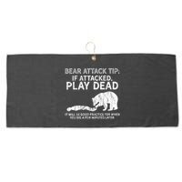Bear Attack Tip If Attacked Play Dead Large Microfiber Waffle Golf Towel