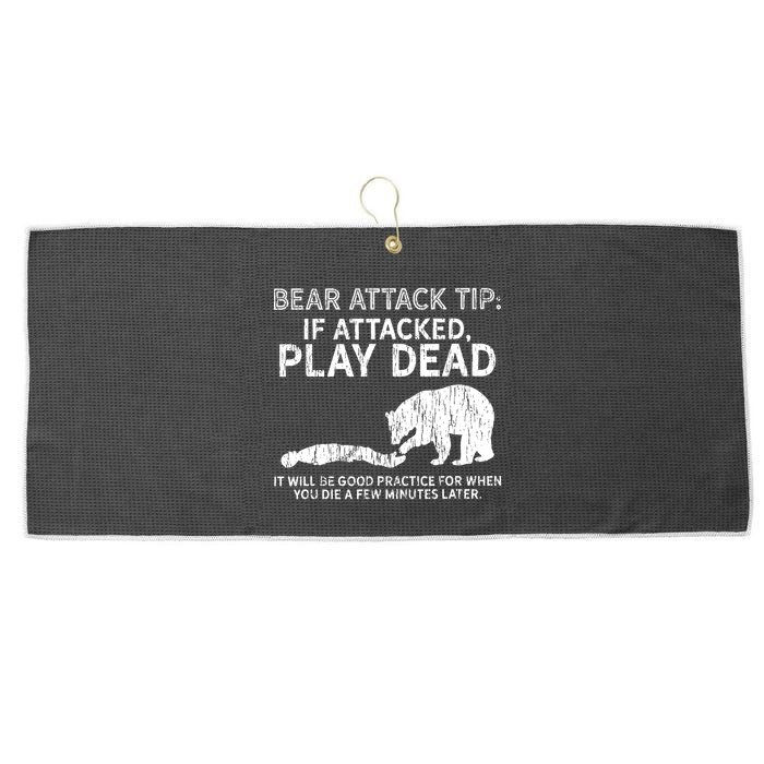Bear Attack Tip If Attacked Play Dead Large Microfiber Waffle Golf Towel
