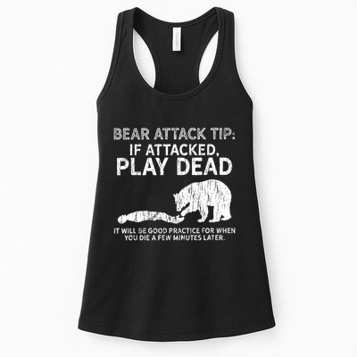 Bear Attack Tip If Attacked Play Dead Womens Tank Top