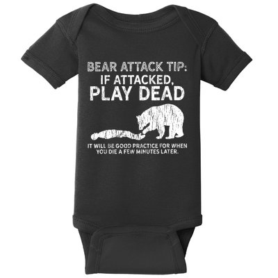 Bear Attack Tip If Attacked Play Dead Baby Bodysuit