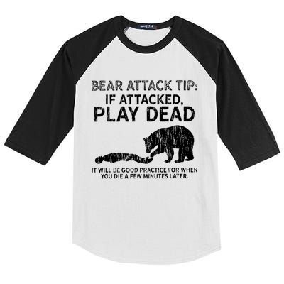 Bear Attack Tip If Attacked Play Dead Kids Colorblock Raglan Jersey