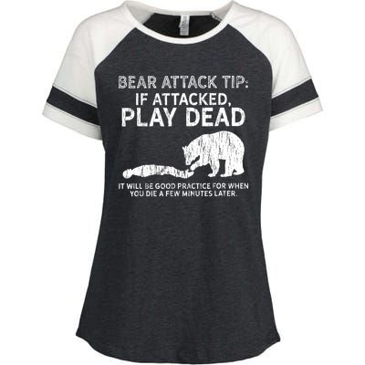 Bear Attack Tip If Attacked Play Dead Enza Ladies Jersey Colorblock Tee