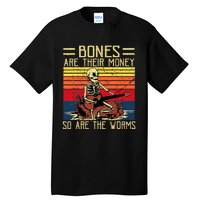 Bones Are Their Money Skeleton Playing Guitar Retro Vintage Tall T-Shirt