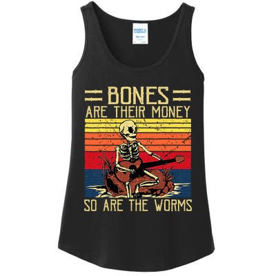 Bones Are Their Money Skeleton Playing Guitar Retro Vintage Ladies Essential Tank