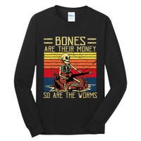 Bones Are Their Money Skeleton Playing Guitar Retro Vintage Tall Long Sleeve T-Shirt