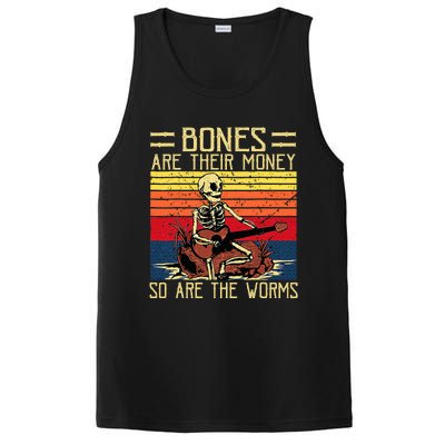 Bones Are Their Money Skeleton Playing Guitar Retro Vintage PosiCharge Competitor Tank