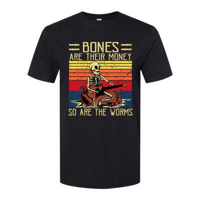 Bones Are Their Money Skeleton Playing Guitar Retro Vintage Softstyle CVC T-Shirt