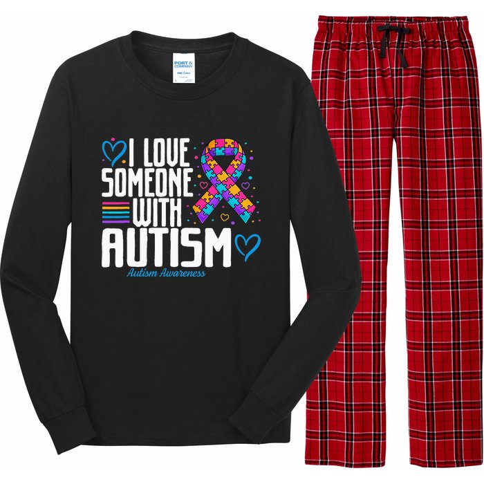 Blue Autism tee I love Someone with Autism Awareness Long Sleeve Pajama Set