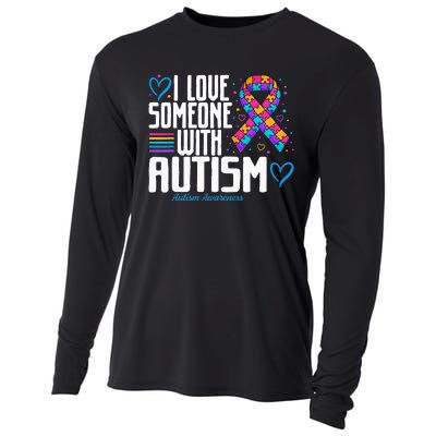 Blue Autism tee I love Someone with Autism Awareness Cooling Performance Long Sleeve Crew