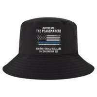 Blessed Are The Peacemakers Blue Line Police Cop Cool Comfort Performance Bucket Hat