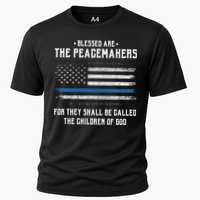 Blessed Are The Peacemakers Blue Line Police Cop Cooling Performance Crew T-Shirt