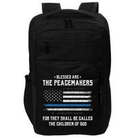 Blessed Are The Peacemakers Blue Line Police Cop Impact Tech Backpack