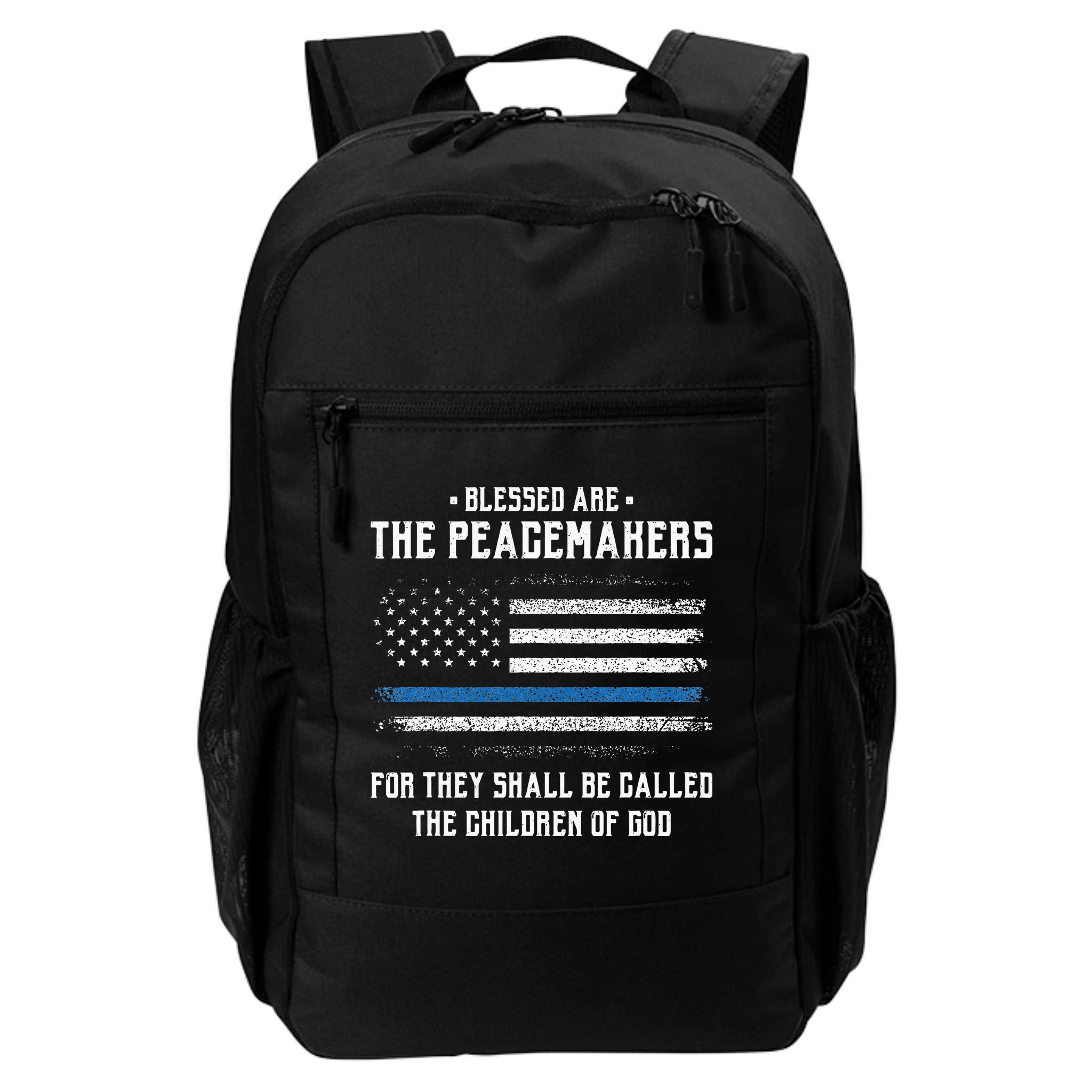 Blessed Are The Peacemakers Blue Line Police Cop Backpack