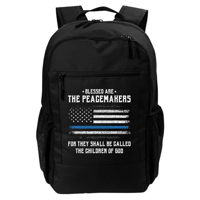 Blessed Are The Peacemakers Blue Line Police Cop Backpack