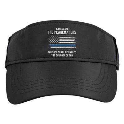 Blessed Are The Peacemakers Blue Line Police Cop Adult Drive Performance Visor
