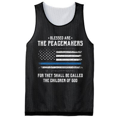 Blessed Are The Peacemakers Blue Line Police Cop Mesh Reversible Basketball Jersey Tank