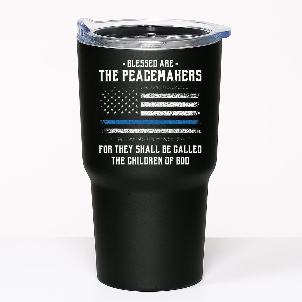 Blessed Are The Peacemakers Blue Line Police Cop Tumbler