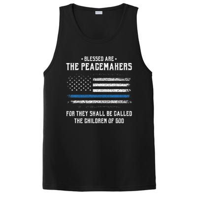 Blessed Are The Peacemakers Blue Line Police Cop PosiCharge Competitor Tank