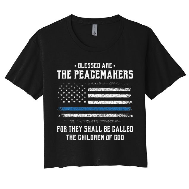 Blessed Are The Peacemakers Blue Line Police Cop Crop Top