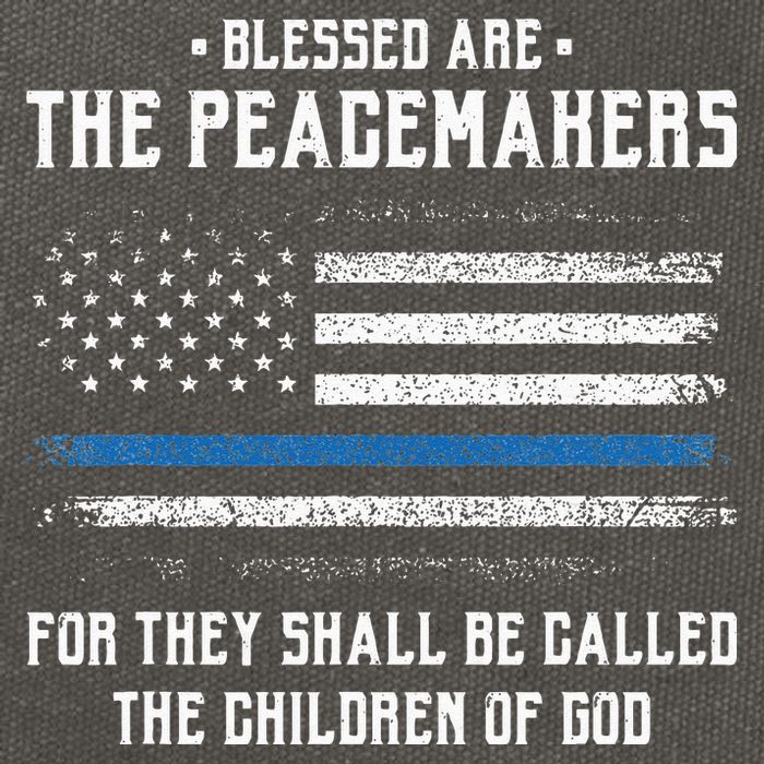 Blessed Are The Peacemakers Blue Line Police Cop Cotton Canvas Backpack