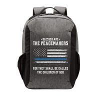 Blessed Are The Peacemakers Blue Line Police Cop Vector Backpack