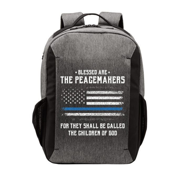 Blessed Are The Peacemakers Blue Line Police Cop Vector Backpack