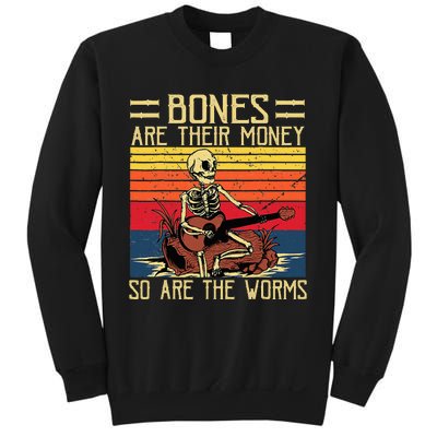 Bones Are Their Money Skeleton Playing Guitar Retro Vintage Sweatshirt