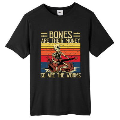 Bones Are Their Money Skeleton Playing Guitar Retro Vintage Tall Fusion ChromaSoft Performance T-Shirt