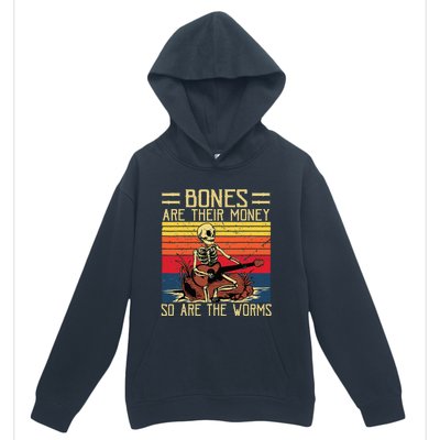 Bones Are Their Money Skeleton Playing Guitar Retro Vintage Urban Pullover Hoodie