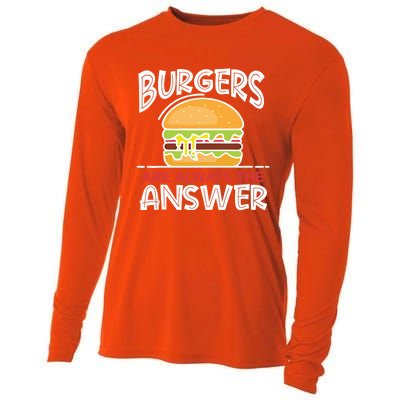 Burgers Are The Answer Bbq Hamburger Backyard Meat Eater Gift Cooling Performance Long Sleeve Crew