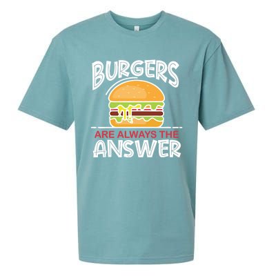 Burgers Are The Answer Bbq Hamburger Backyard Meat Eater Gift Sueded Cloud Jersey T-Shirt