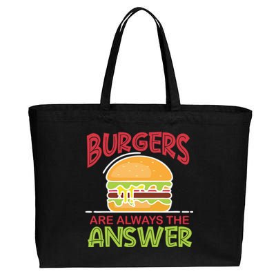 Burgers Are The Answer Bbq Hamburger Cookout Meat Eater Gift Cotton Canvas Jumbo Tote