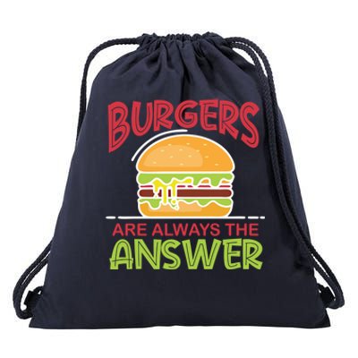 Burgers Are The Answer Bbq Hamburger Cookout Meat Eater Gift Drawstring Bag