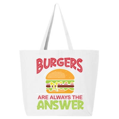 Burgers Are The Answer Bbq Hamburger Cookout Meat Eater Gift 25L Jumbo Tote