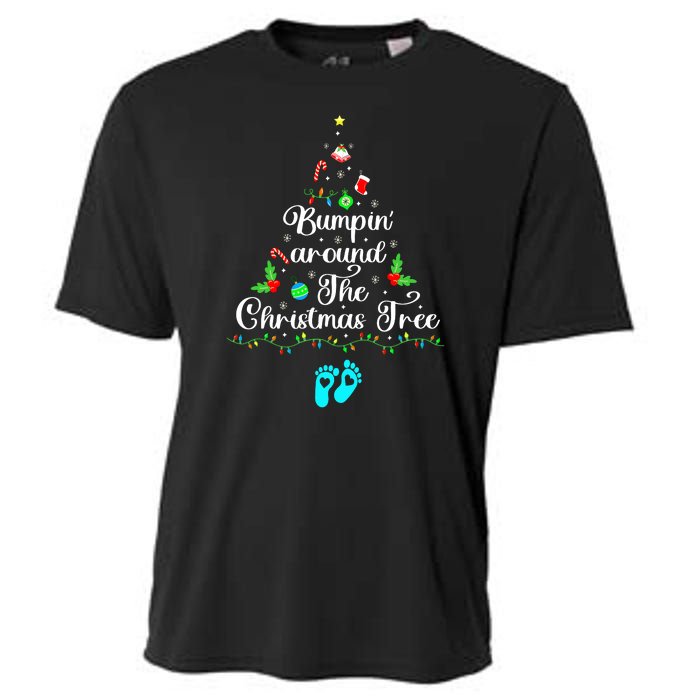 Bumpin Around The Christmas Tree Pregnancy Reveal Parentstobe Adult Humor Cooling Performance Crew T-Shirt