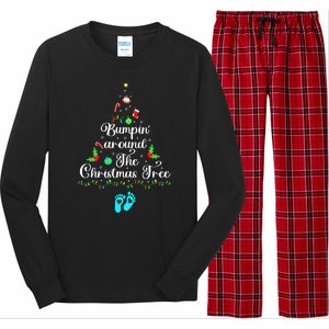 Bumpin Around The Christmas Tree Pregnancy Reveal Parentstobe Adult Humor Long Sleeve Pajama Set