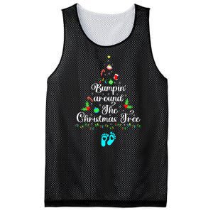 Bumpin Around The Christmas Tree Pregnancy Reveal Parentstobe Adult Humor Mesh Reversible Basketball Jersey Tank