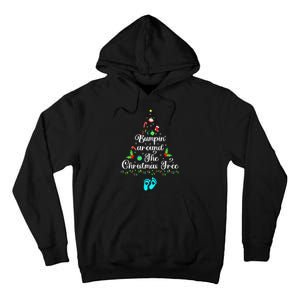 Bumpin Around The Christmas Tree Pregnancy Reveal Parentstobe Adult Humor Tall Hoodie