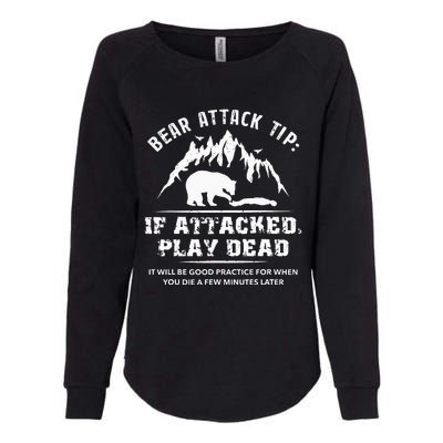 Bear Attack Tip Camping Hiking Outdoor Travel Funny Vintage Womens California Wash Sweatshirt