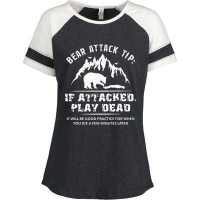 Bear Attack Tip Camping Hiking Outdoor Travel Funny Vintage Enza Ladies Jersey Colorblock Tee