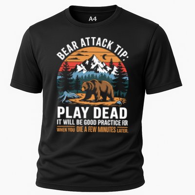 Bear Attack Tip Play Dead Funny Camping Hiking Mountain Performance Shirt